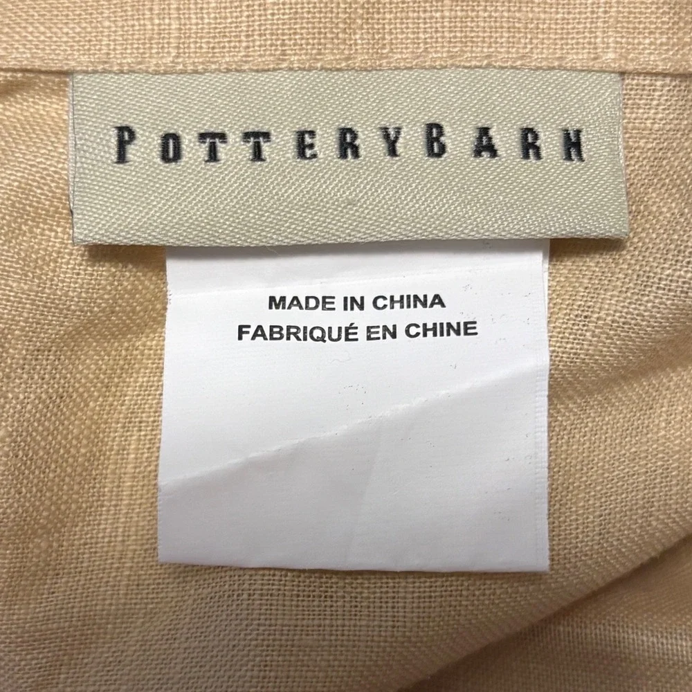 Pottery Barn Euro Sham 26x26 Natural Beige 100% Linen Ruffle Flange Pillow Cover